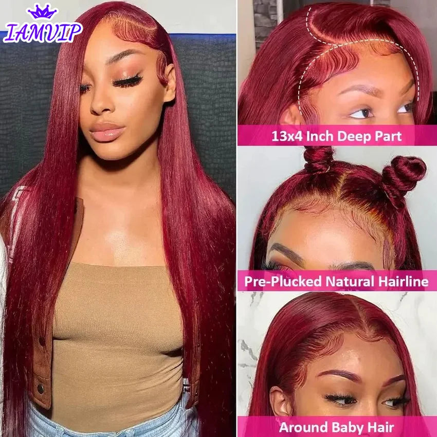 13x6 Hd Frontal Straight 99j Front Human Alipearl 30 Inch Lace Front Wig Wigs Human Hair 360