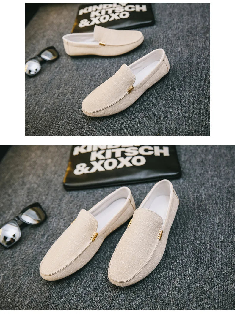 Men Casual Shoes Canvas Slip On Loafers for Male Luxury Dress Driving Shoes Formal Wedding Party Flats Plus Size
