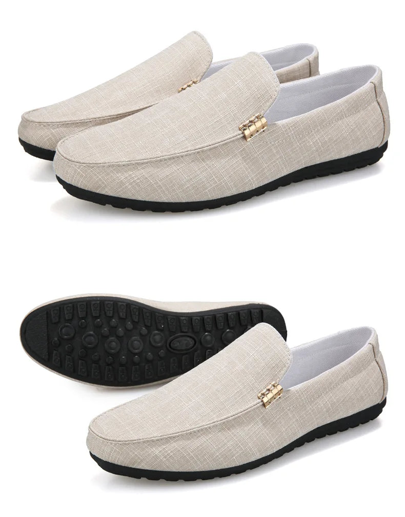 Men Casual Shoes Canvas Slip On Loafers for Male Luxury Dress Driving Shoes Formal Wedding Party Flats Plus Size