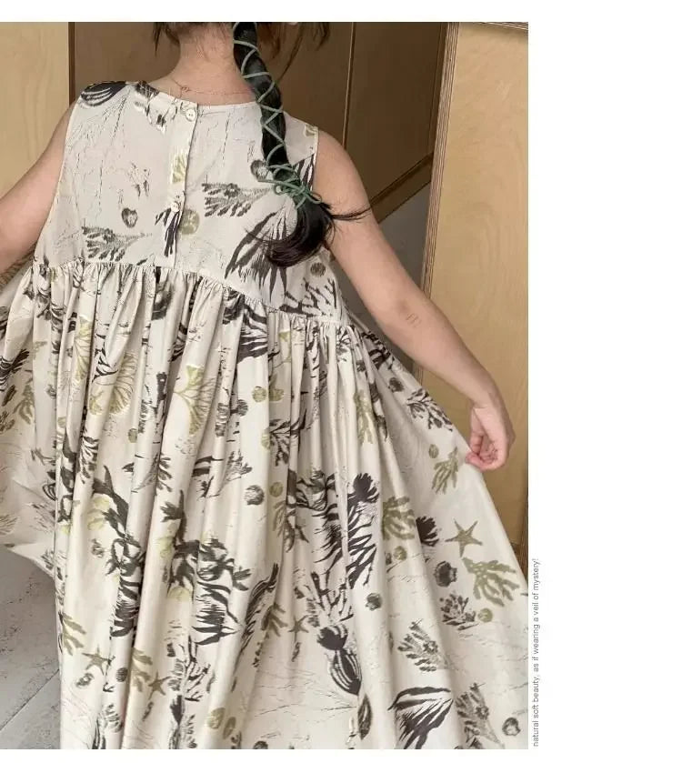 Girls Casual Dresses Floral Print Sleeveless Dress Flower Girl Dresses Kids Clothes for Girls 3 To 7 Years Toddler Girl Clothes