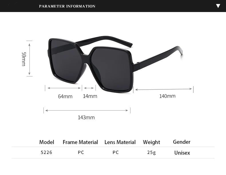 New Fashionable Oversized Square Sunglasses For Men And Women UV Resistant Glasses Retro Large Frame Sunglasses Retro Sunglasses