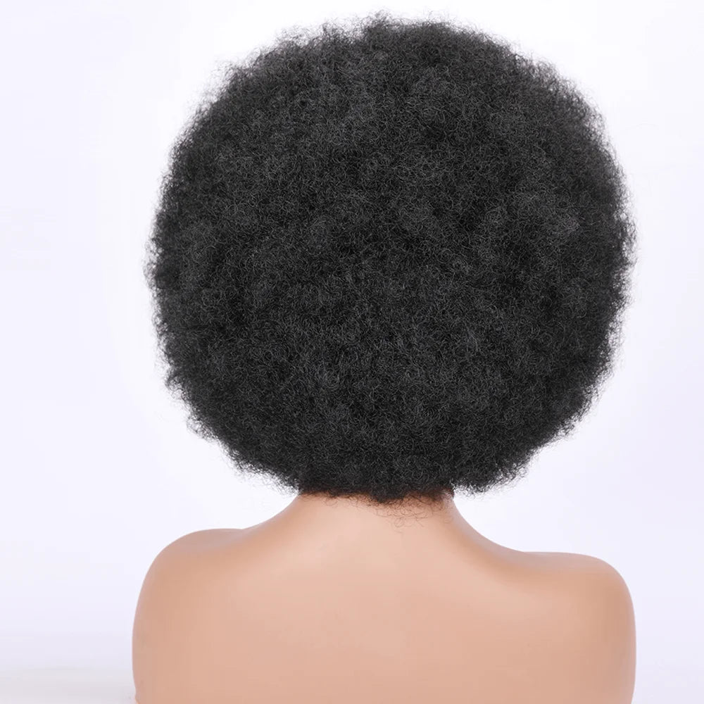 Synthetic Afro Kinky Curly Wig with Bangs 70s Afro Wigs Heat Resistant Bouncy Costume Cosplay Party Wig