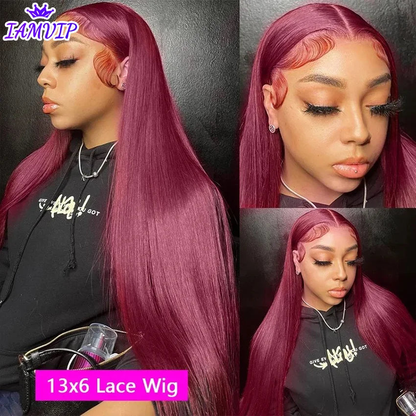 13x6 Hd Frontal Straight 99j Front Human Alipearl 30 Inch Lace Front Wig Wigs Human Hair 360