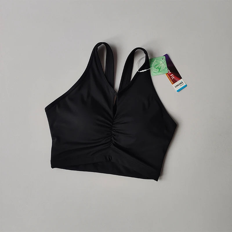 Sports Underwear for Women with High Intensity Shock-proof Gathering Fitness Vest with Chest Pad Running Yoga Bra Outside Wear