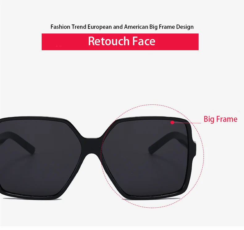 New Fashionable Oversized Square Sunglasses For Men And Women UV Resistant Glasses Retro Large Frame Sunglasses Retro Sunglasses