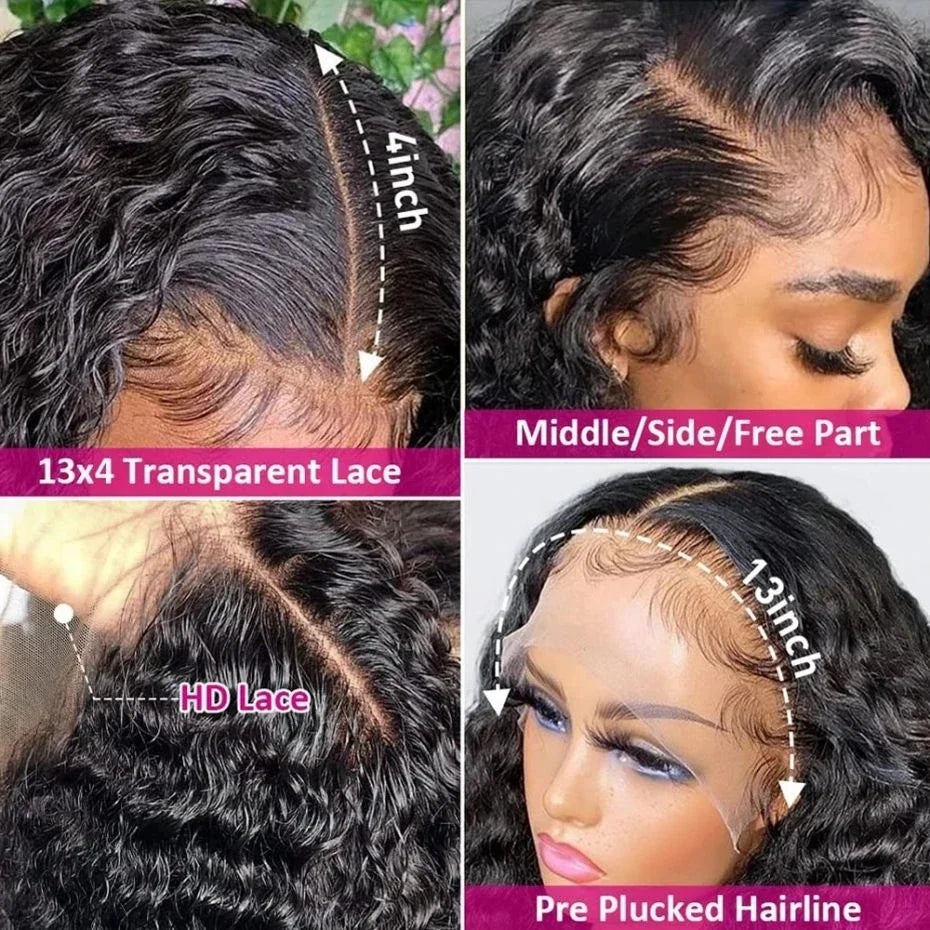 18 to 40 inch 13x4 13x6 HD Lace Front Wigs Human Hair Deep Wave Lace Front Wig Pre Plucked 180 Density Deep Curly Human Hair Wig