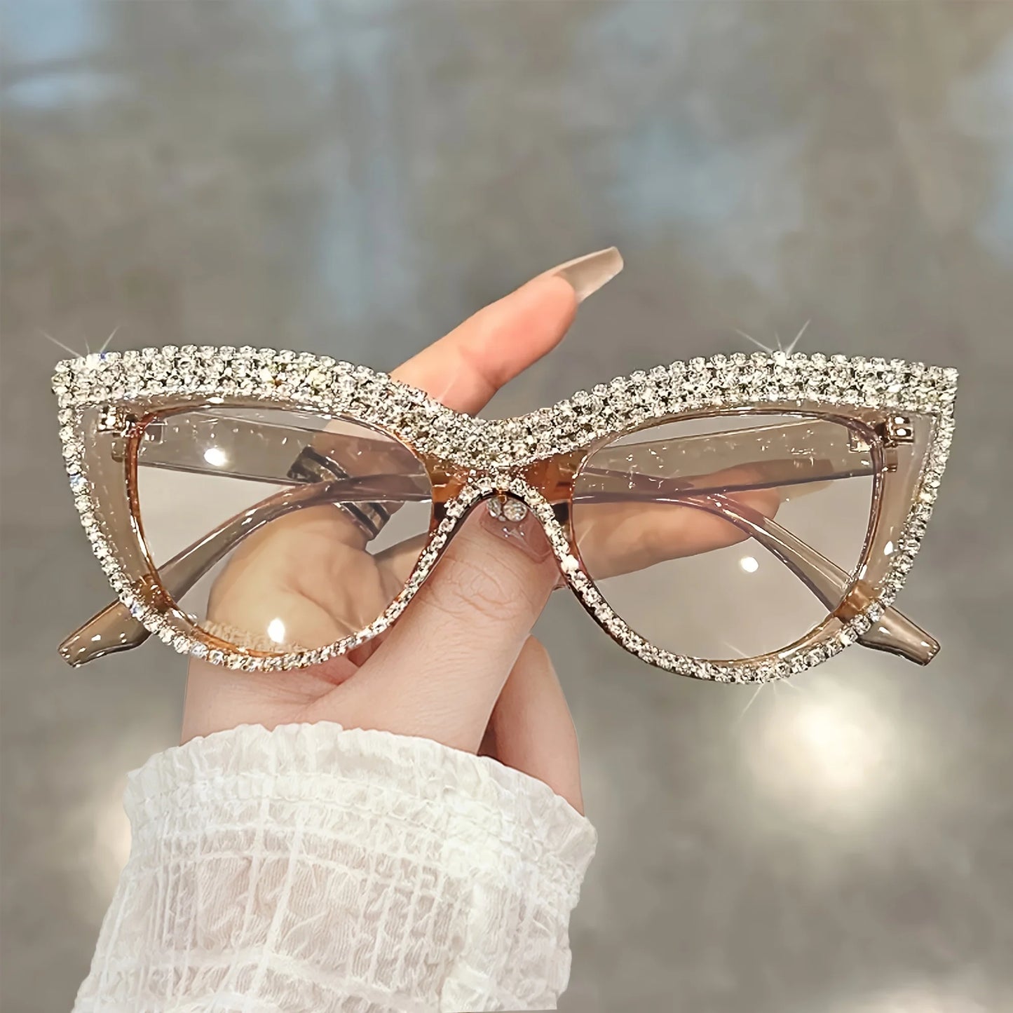 Rhinestone Trendy Reading Glasses for Women Retro Square Cute Sturdy Computer Womens Cat Eye Glasses