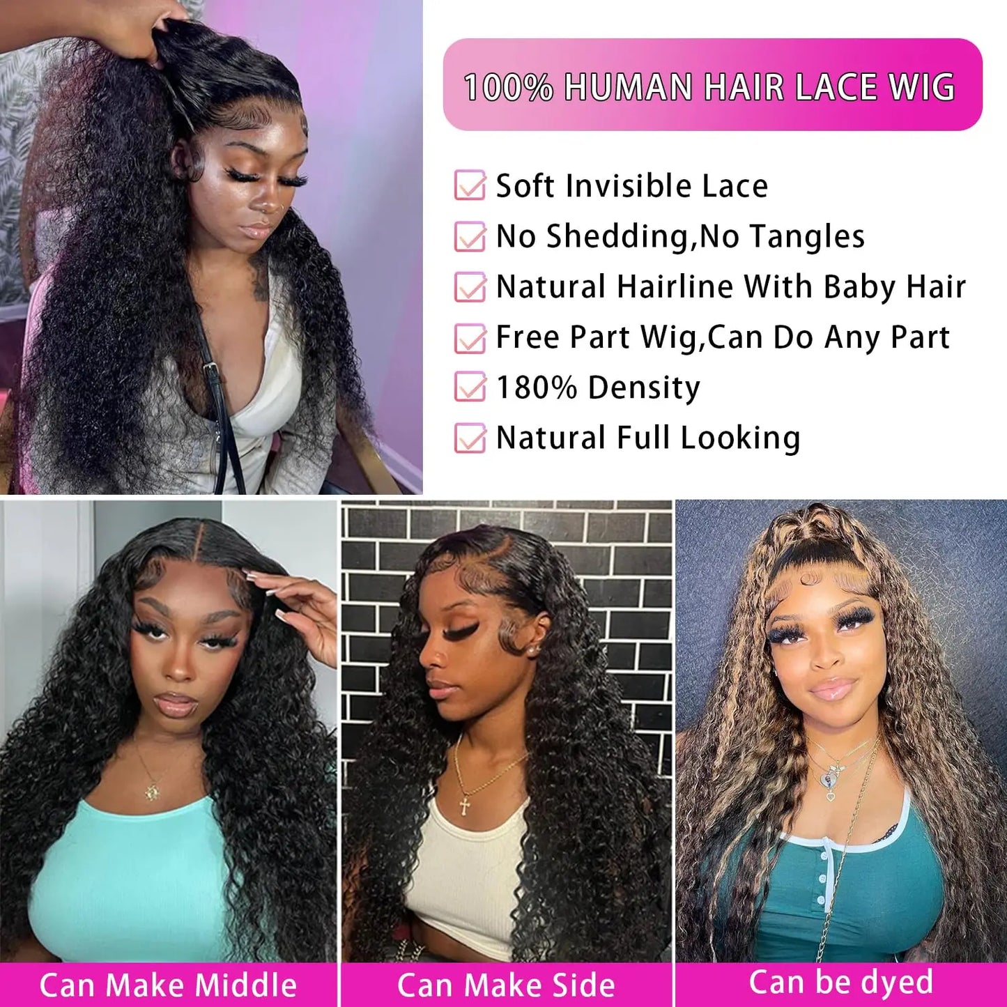 18 to 40 inch 13x4 13x6 HD Lace Front Wigs Human Hair Deep Wave Lace Front Wig Pre Plucked 180 Density Deep Curly Human Hair Wig