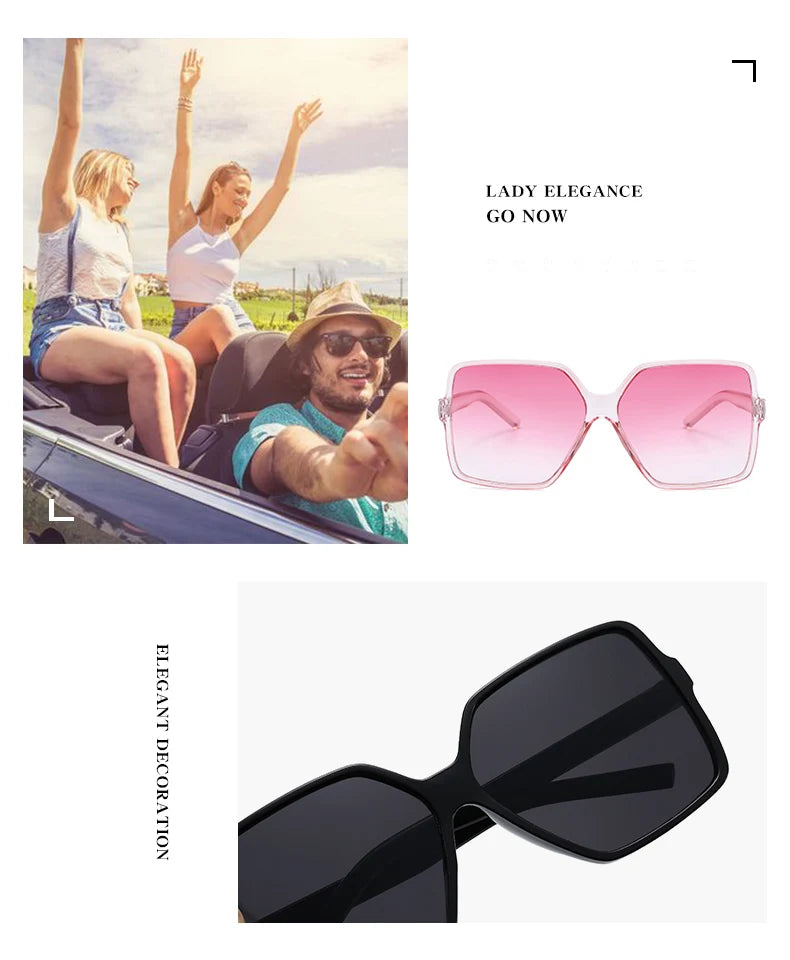 New Fashionable Oversized Square Sunglasses For Men And Women UV Resistant Glasses Retro Large Frame Sunglasses Retro Sunglasses