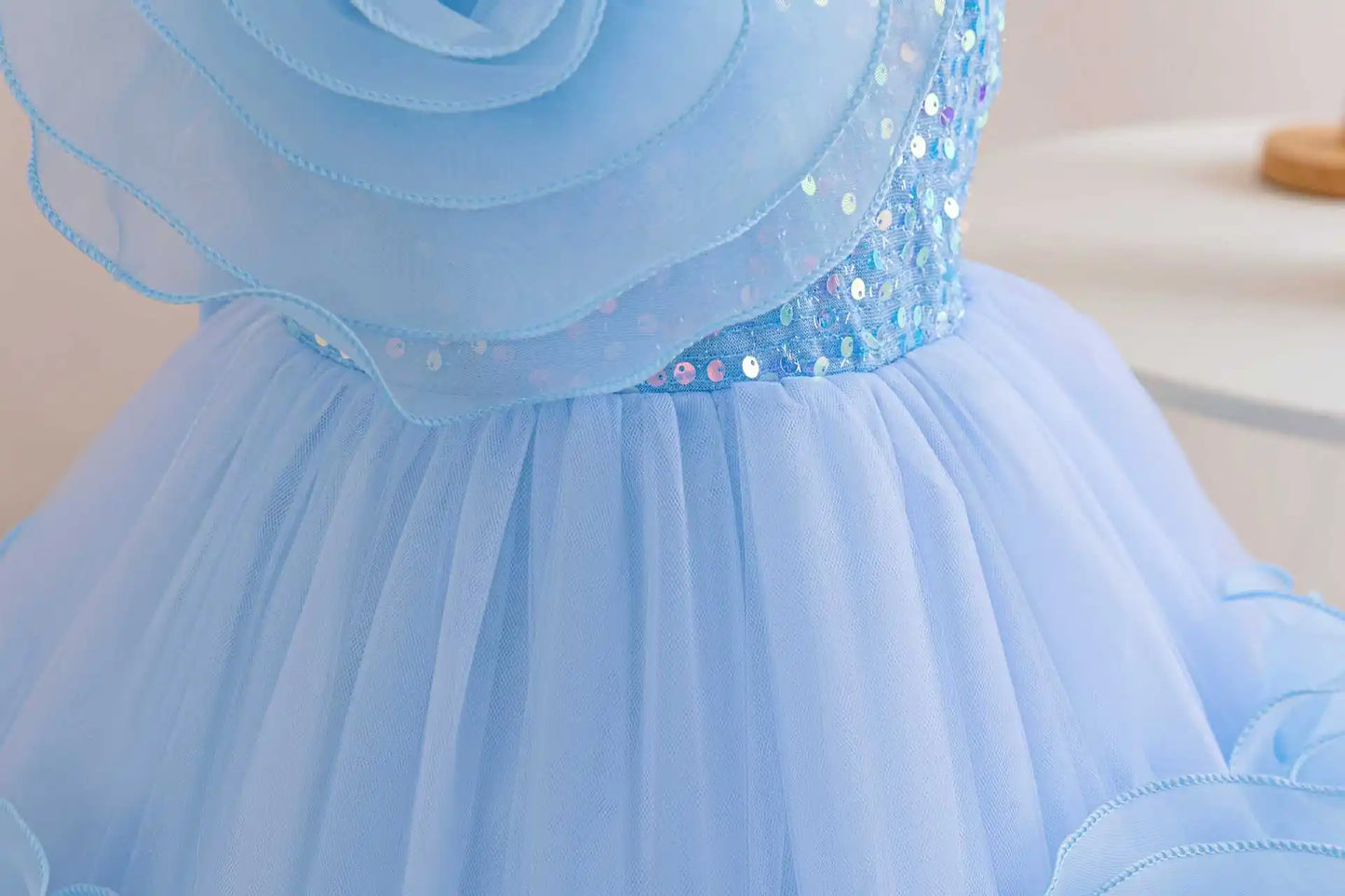 HETISO Girls Party Dresses Flower Elegant Child Wedding Gown Sequined Big Bow Kids Birthday Ceremonial Frocks 1-7 Years