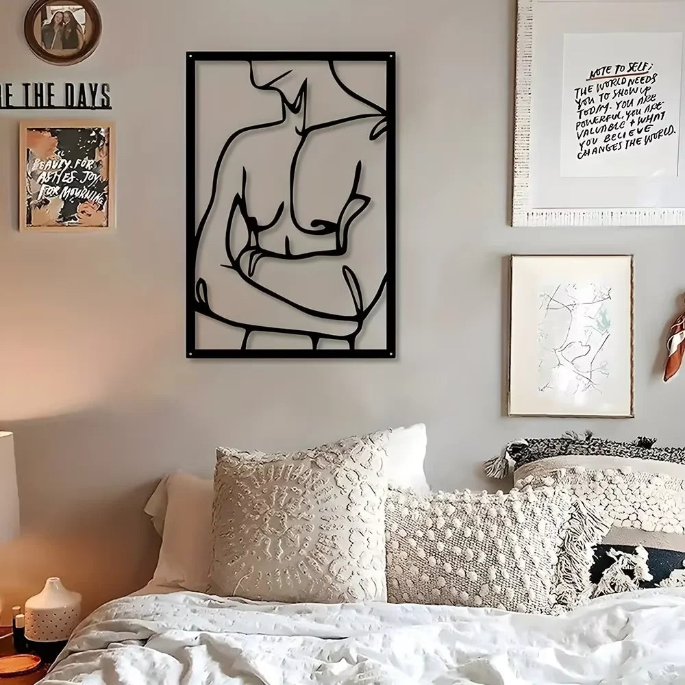Attractive Modern Metal Wall Artwork - Home Decor Choice. Abstract design for living spaces like bedroom, bathroom living room.