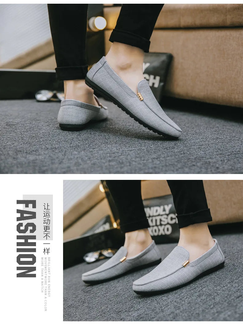 Men Casual Shoes Canvas Slip On Loafers for Male Luxury Dress Driving Shoes Formal Wedding Party Flats Plus Size